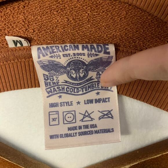 Jungmaven Hemp Cotton Sweatshirt Bonfire Raglan Rooibos Tea Crewneck Unisex - Picture 4 of 4